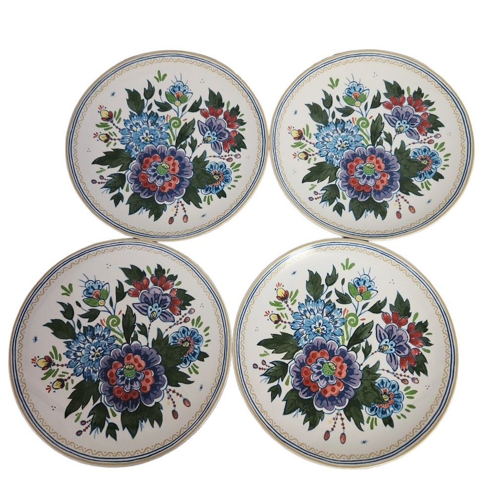Pottery Barn Floral Blossom Salad Dessert Plates 8 inches Set of 4